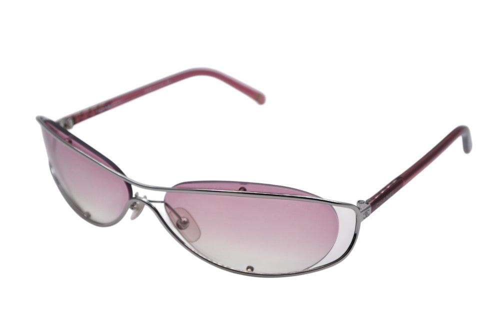 極美品 CHANEL シャネル サングラス アイウェア 4020 c.146/58 サイズ61□15 125 ココマーク ピンク シルバー 中古 4b009483