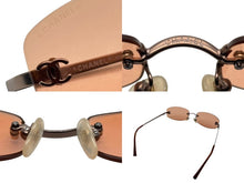 画像をギャラリービューアに読み込む, CHANEL シャネル リムレス サングラス 4002 c.116/74 サイズ54□19 130 ココマーク オレンジ ブロンズ 美品 中古 4b009486