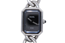 Load image into Gallery viewer, CHANEL シャネル PREMIERE M プルミエール M 腕時計 H0452 黒文字盤 クォーツ シルバー ステンレス 美品 中古 4b009490