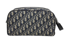 画像をギャラリービューアに読み込む, Christian Dior クリスチャンディオール ポーチ セカンドバッグ 2ESCA494YKY オブリーク ネイビー ジャガード カーフスキン 美品 中古 4b009527