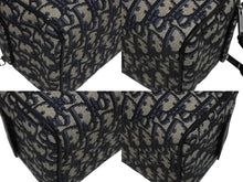 画像をギャラリービューアに読み込む, Christian Dior クリスチャンディオール ポーチ セカンドバッグ 2ESCA494YKY オブリーク ネイビー ジャガード カーフスキン 美品 中古 4b009527