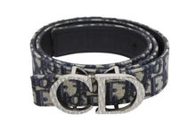画像をギャラリービューアに読み込む, 新品同様 DIOR ディオール オブリーク CD ベルトバックル リバーシブル ベルトストラップ 90736 グレー ネイビー サイズ90/36 中古 4b009528