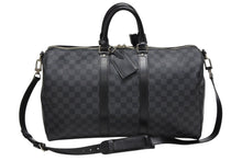 画像をギャラリービューアに読み込む, LOUIS VUITTON ルイヴィトン ボストン キーポルバンドリエール45 ダミエグラフィット N41418 ブラック シルバー金具 美品 中古 4b009539