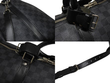画像をギャラリービューアに読み込む, LOUIS VUITTON ルイヴィトン ボストン キーポルバンドリエール45 ダミエグラフィット N41418 ブラック シルバー金具 美品 中古 4b009539