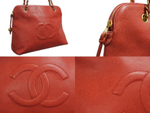 Load image into Gallery viewer, CHANEL シャネル チェーンショルダートートバッグ 3番台 キャビアスキン デカココマーク ココボール レッド ゴールド金具 美品 中古 4b009543