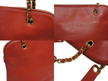 Load image into Gallery viewer, CHANEL シャネル チェーンショルダートートバッグ 3番台 キャビアスキン デカココマーク ココボール レッド ゴールド金具 美品 中古 4b009543