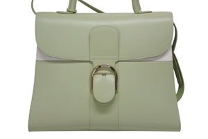 極美品 DELVAUX デルボー Brillant GM ブリヨンGM 2WAYバッグ パステルグリーン カーフレザー ゴールド金具 中古 4b009548