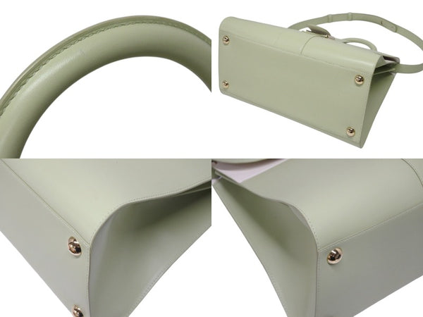 極美品 DELVAUX デルボー Brillant GM ブリヨンGM 2WAYバッグ パステルグリーン カーフレザー ゴールド金具 中古 4b009548