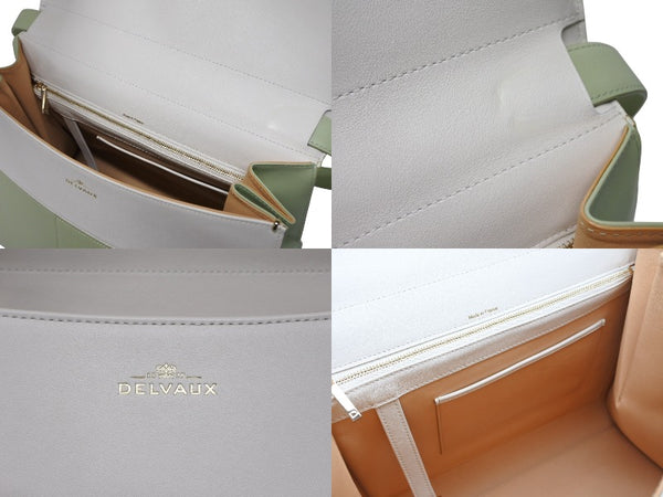 極美品 DELVAUX デルボー Brillant GM ブリヨンGM 2WAYバッグ パステルグリーン カーフレザー ゴールド金具 中古 4b009548