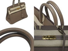 画像をギャラリービューアに読み込む, 新品同様 HERMES エルメス バーキン25 トゴ ハンドバッグ U刻印 エトゥープ ゴールド金具 中古 4b009550