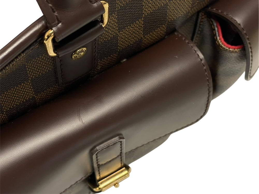 極美品 LOUIS VUITTON ルイヴィトン マノスクGM トートバッグ N51120 ダミエ エベヌ PVC レザー ゴールド金具 中古 4b009559