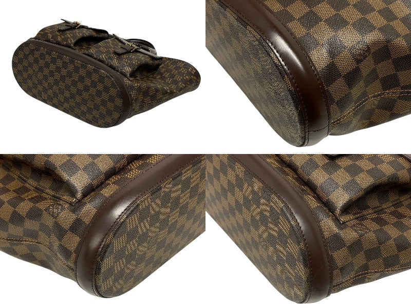 極美品 LOUIS VUITTON ルイヴィトン マノスクGM トートバッグ N51120 ダミエ エベヌ PVC レザー ゴールド金具 中古 4b009559