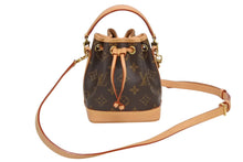 Load image into Gallery viewer, 新品同様 LOUIS VUITTON ルイヴィトン ナノ ノエ ショルダーバッグ M41346 モノグラム PVC レザー ブラウン ゴールド 中古 4b009561