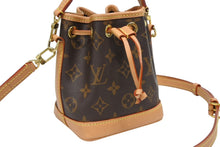 Load image into Gallery viewer, 新品同様 LOUIS VUITTON ルイヴィトン ナノ ノエ ショルダーバッグ M41346 モノグラム PVC レザー ブラウン ゴールド 中古 4b009561