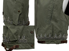 画像をギャラリービューアに読み込む, Christian Dior クリスチャンディオール ノースリーブジャケット 3P12022040 サイズ38 ラインストーン カーキ ガリアーノ期 美品 中古 4b009568