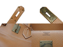 画像をギャラリービューアに読み込む, 極美品 HERMES エルメス オータクロア40 ハンドバッグ アルデンヌ ナチュラル ○Y刻印 ブロンズ金具 中古 4b009574