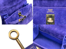 画像をギャラリービューアに読み込む, 極美品 エルメス HERMES ○U刻印 ミニケリー 20 ドブリス パープル 純正ダイヤ付き 外縫い 2WAY ショルダーバッグ 中古 4b009581