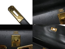 画像をギャラリービューアに読み込む, 極美品 HERMES エルメス ケリー32 外縫い グリーン □D刻印 カーフスキン ゴールド金具 ハンドバッグ 2WAY 中古 4b009583