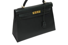 画像をギャラリービューアに読み込む, 極美品 HERMES エルメス ケリー32 外縫い グリーン □D刻印 カーフスキン ゴールド金具 ハンドバッグ 2WAY 中古 4b009583