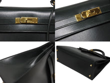 画像をギャラリービューアに読み込む, 極美品 HERMES エルメス ケリー32 外縫い グリーン □D刻印 カーフスキン ゴールド金具 ハンドバッグ 2WAY 中古 4b009583