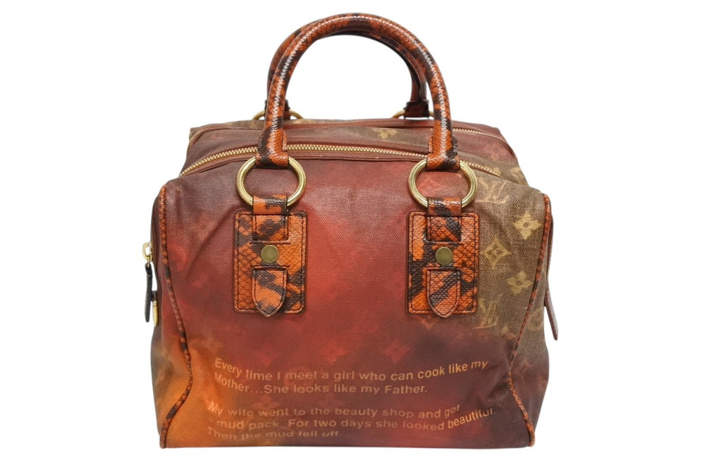 Very Good Condition LOUIS VUITTON Richard Prince Jokes Man Crazy Handbag M95737 Rouge Gold Hardware Used 4b0095850