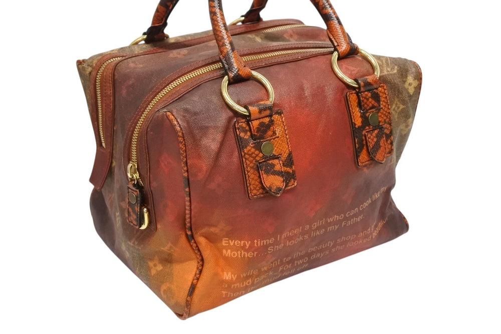 Very Good Condition LOUIS VUITTON Richard Prince Jokes Man Crazy Handbag M95737 Rouge Gold Hardware Used 4b0095850