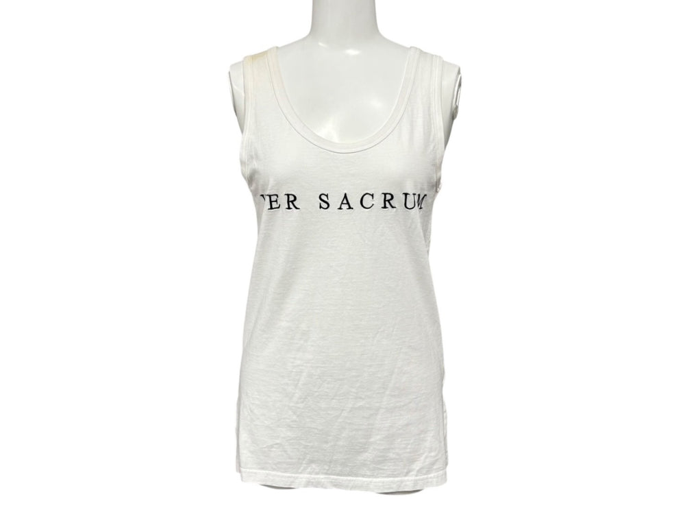 ANN DEMEULEMEESTER Tank Top Sleeveless Size 34 Print Black White Good Condition Used 4b009589