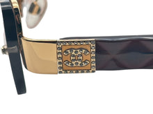 画像をギャラリービューアに読み込む, CHANEL シャネル ハーフリム 眼鏡 メガネ 度入り 4130-B c.125/13 サイズ56◻︎16 135 ココマーク ラインストーン ブラウン 美品 中古 4b009607