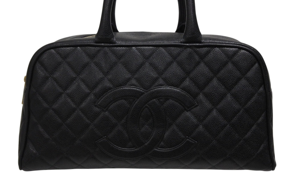 CHANEL Handbag Mini Boston A20997 No. 8 Caviar Skin Coco Mark Black Gold Hardware Good Condition Used 4b009615