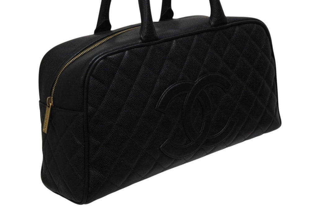 CHANEL Handbag Mini Boston A20997 No. 8 Caviar Skin Coco Mark Black Gold Hardware Good Condition Used 4b009615