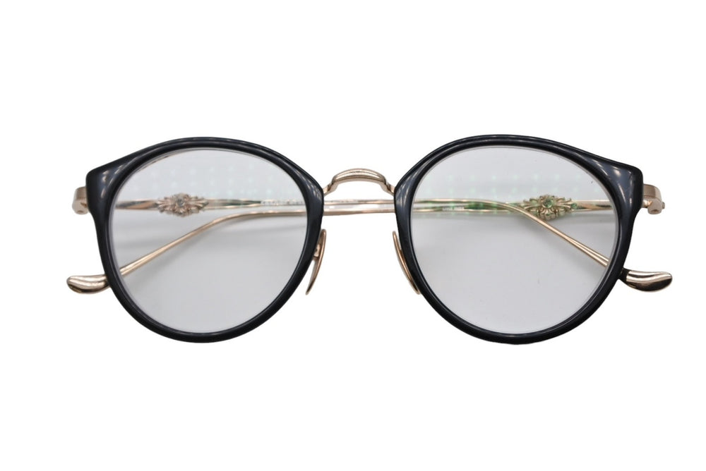 CHROME HEARTS DIG BIG Sunglasses Eyewear Size 45◻23-138 Floral Cross Black Gold Excellent Condition Used 4b009625