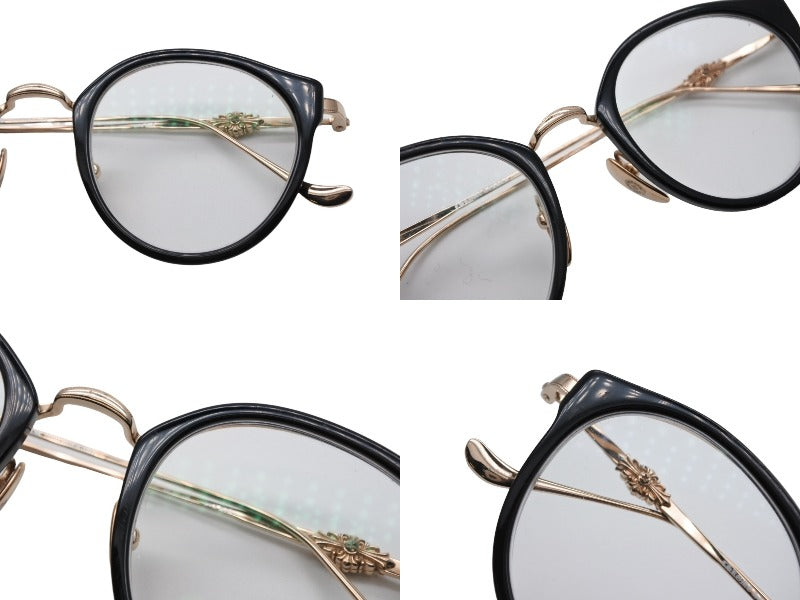 CHROME HEARTS クロムハーツ DIG BIG サングラス アイウェア サイズ45◻︎23-138 フローラルクロス ブラック ゴールド 美品 中古 4b009625