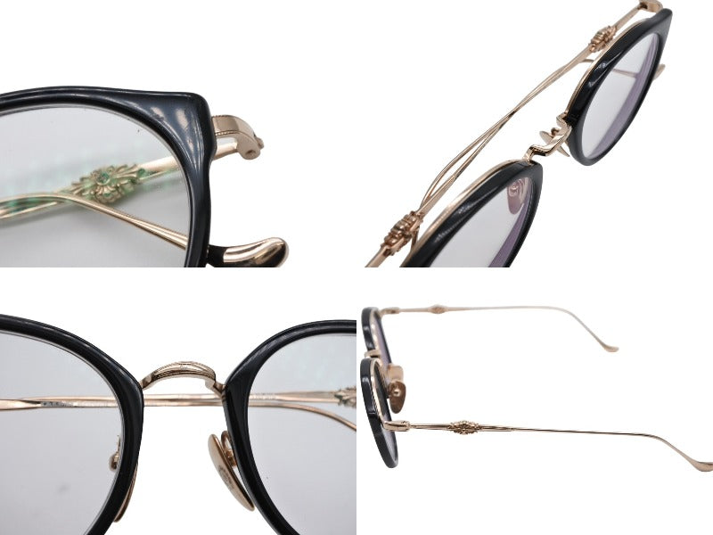 CHROME HEARTS クロムハーツ DIG BIG サングラス アイウェア サイズ45◻︎23-138 フローラルクロス ブラック ゴールド 美品 中古 4b009625