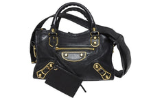 画像をギャラリービューアに読み込む, BALENCIAGA バレンシアガ ミニ シティ ハンドバッグ ショルダーバッグ 2WAY 390160 レザー ブラック 中古 4b009632