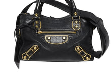 画像をギャラリービューアに読み込む, BALENCIAGA バレンシアガ ミニ シティ ハンドバッグ ショルダーバッグ 2WAY 390160 レザー ブラック 中古 4b009632