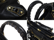 画像をギャラリービューアに読み込む, BALENCIAGA バレンシアガ ミニ シティ ハンドバッグ ショルダーバッグ 2WAY 390160 レザー ブラック 中古 4b009632