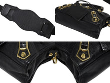 画像をギャラリービューアに読み込む, BALENCIAGA バレンシアガ ミニ シティ ハンドバッグ ショルダーバッグ 2WAY 390160 レザー ブラック 中古 4b009632