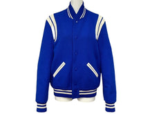 画像をギャラリービューアに読み込む, SAINT LAURENT PARIS サンローランパリ テディジャケット スタジャン 354718 ブルー サイズ44 美品 中古 4b009640