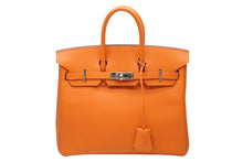 画像をギャラリービューアに読み込む, 極美品 HERMES エルメス バーキン25 ハンドバッグ □J刻印 ヴォーエプソン オレンジ シルバー金具 中古 4b009642