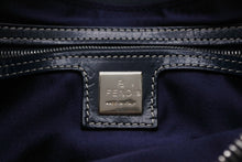 Load image into Gallery viewer, FENDI フェンディ ズッキーノ ワンショルダーバッグ イタリア製 キャンバス レザー グレー ネイビー シルバー金具 美品 中古 4b012450