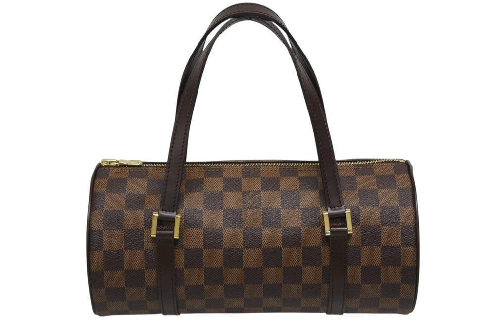 Very Good Condition LOUIS VUITTON Handbag Papillon 30 Damier Canvas N51303 Brown Gold Hardware Used 4b009647