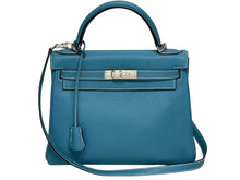 画像をギャラリービューアに読み込む, HERMES エルメス ケリー28 内縫い ブルージーン ◻︎I刻印 トリヨンクレマンス シルバー金具 ハンドバッグ 美品 中古 4b009648