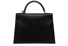 画像をギャラリービューアに読み込む, 極美品 HERMES エルメス ケリー32 外縫い ブラック ○W刻印 カーフスキン ゴールド金具 ハンドバッグ 2WAY 中古 4b009649