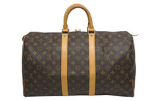 画像をギャラリービューアに読み込む, LOUIS VUITTON ルイヴィトン モノグラム キーポル45 ボストンバッグ M41428 PVC ヌメ革 ブラウン ゴールド金具 美品 中古 4b009650