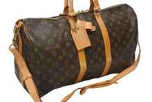 画像をギャラリービューアに読み込む, LOUIS VUITTON ルイヴィトン キーポル バンドリエール45 ボストンバッグ M41418 モノグラム ブラウン ゴールド金具 美品 中古 4b009651