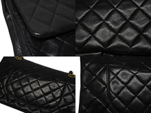 画像をギャラリービューアに読み込む, CHANEL シャネル マトラッセ ダブルフラップ25 ショルダーバッグ 1番台 ラムスキン ブラック ゴールド金具 美品 中古 4b009663