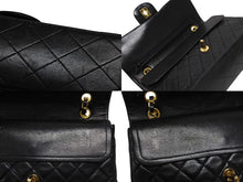 画像をギャラリービューアに読み込む, CHANEL シャネル マトラッセ ダブルフラップ25 ショルダーバッグ 1番台 ラムスキン ブラック ゴールド金具 美品 中古 4b009663