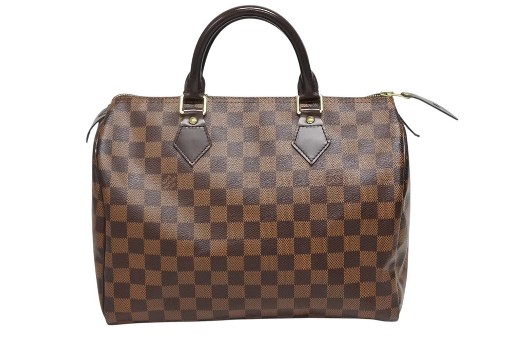 Like new LOUIS VUITTON Speedy 30 handbag Damier canvas N41531 Gold hardware Brown Used 4b009674