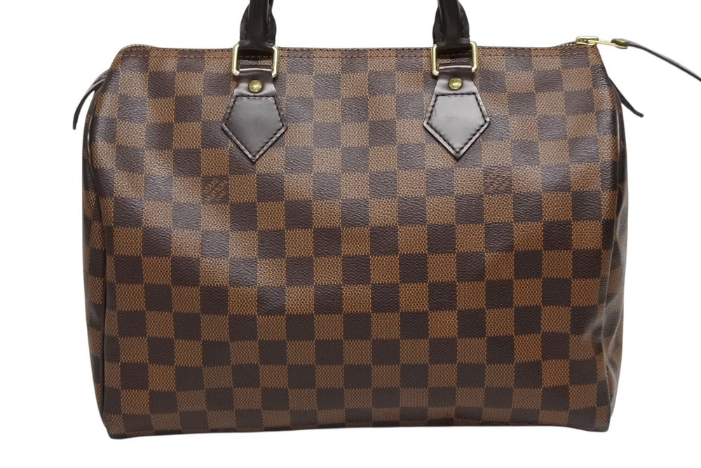 Like new LOUIS VUITTON Speedy 30 handbag Damier canvas N41531 Gold hardware Brown Used 4b009674