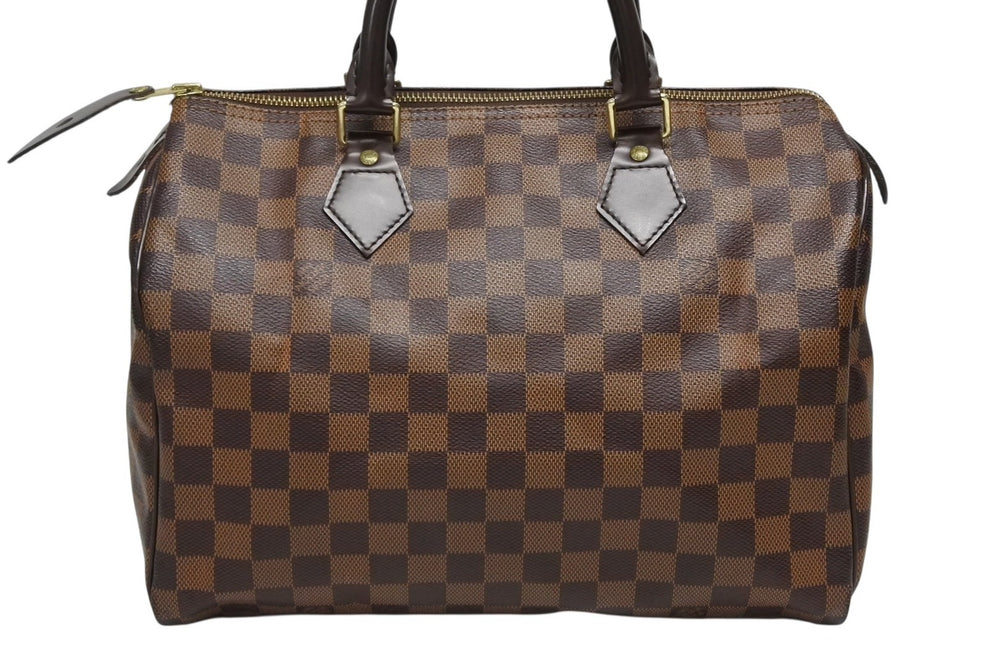 Like new LOUIS VUITTON Speedy 30 handbag Damier canvas N41531 Gold hardware Brown Used 4b009674